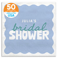Blue and Teal Custom bridal shower luncheon napkins 50 Count