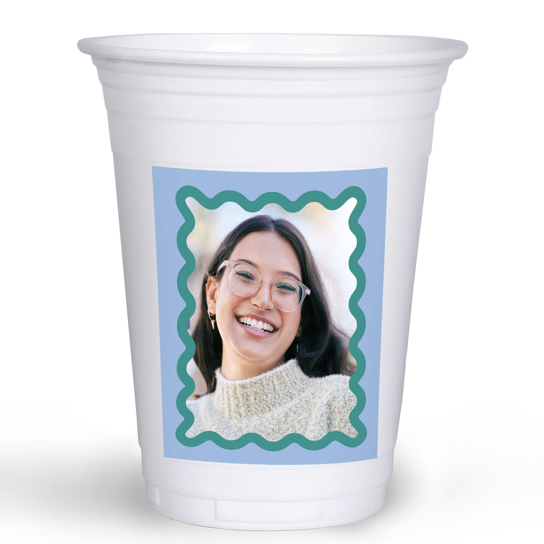 Blue and teal custom party cups set main image 