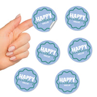 Custom Text Round Stickers - Wavy Birthday - 24 Ct