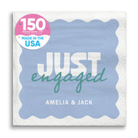 Blue and Teal Custom engagement party Beverage napkins 150 Count