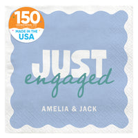 Blue and Teal Custom engagement party luncheon napkins 150 Count
