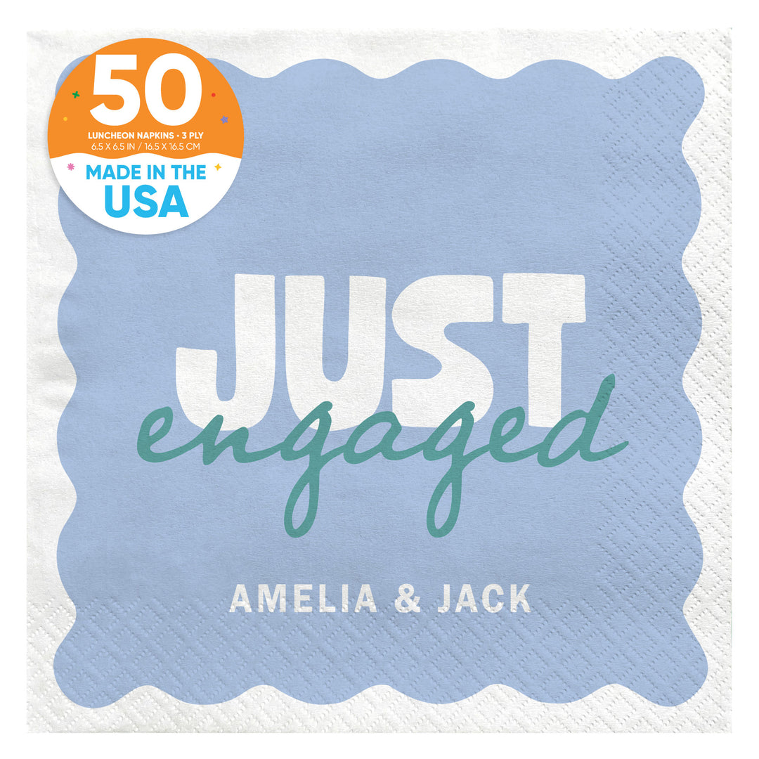 Blue and Teal Custom engagement party luncheon napkins 50 Count