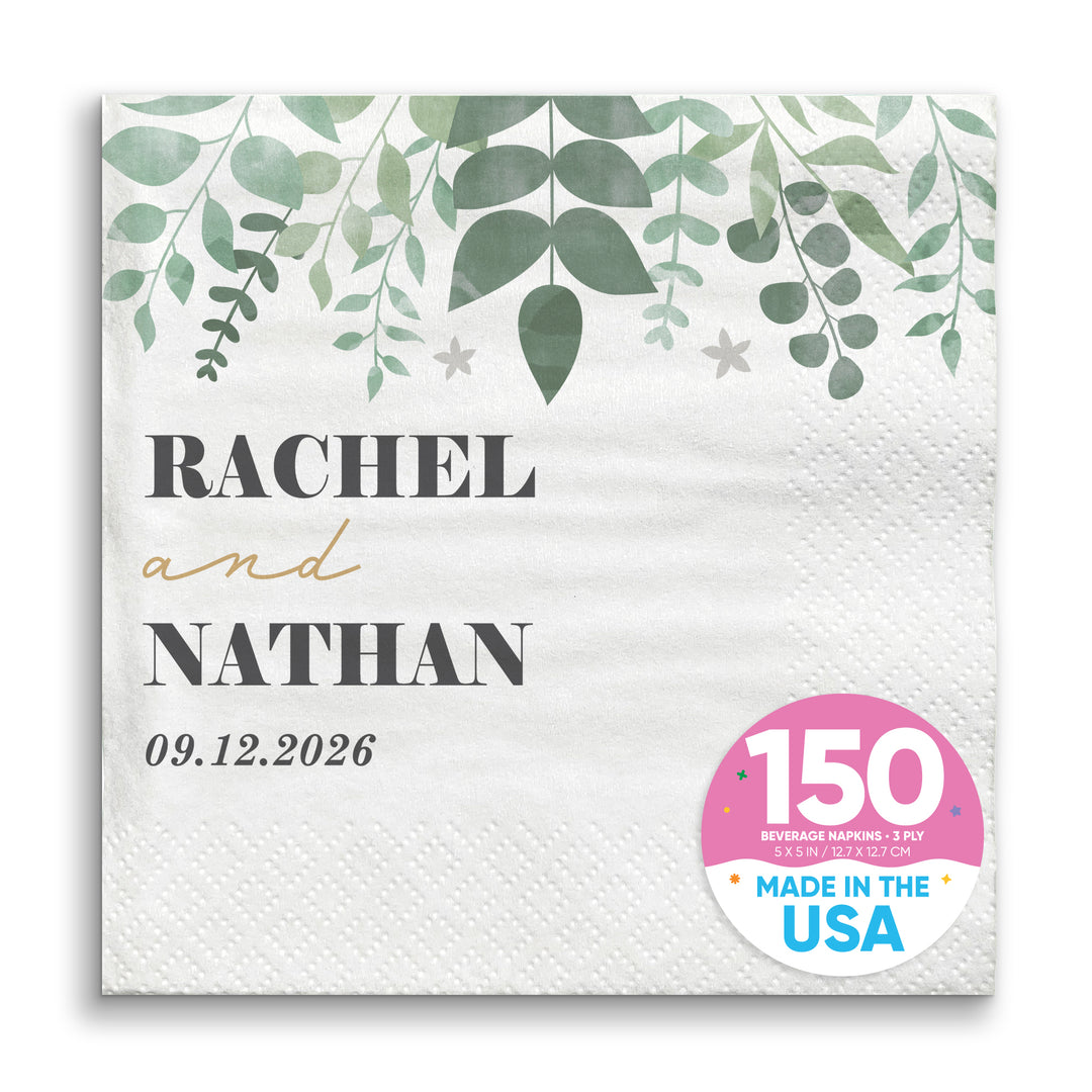 Custom Text - Boho Botanical Bridal Napkins