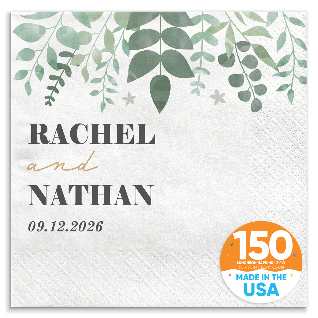Custom Text - Boho Botanical Bridal Napkins
