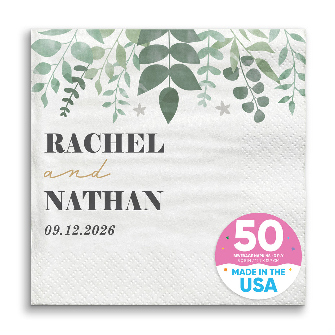 Custom Text - Boho Botanical Bridal Napkins
