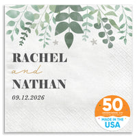 Custom Text - Boho Botanical Bridal Napkins