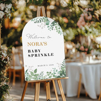 Personalized Text Boho Botanical Baby Shower Welcome Sign (Select Your Size)