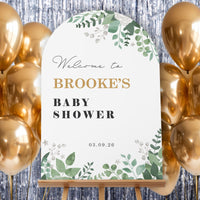 Personalized Text Boho Botanical Baby Shower Welcome Sign (Select Your Size)