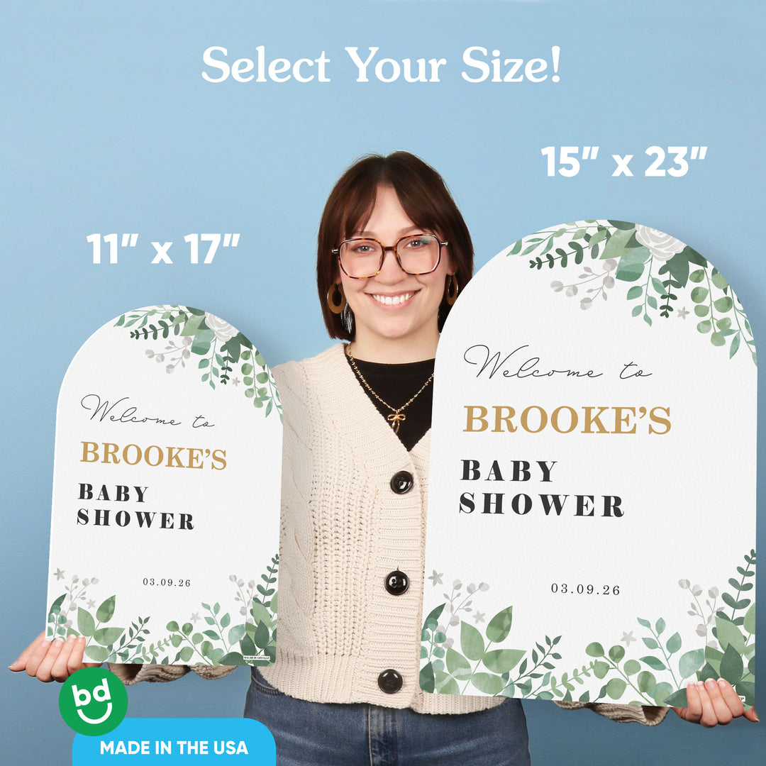 Personalized Text Boho Botanical Baby Shower Welcome Sign (Select Your Size)