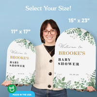 Personalized Text Boho Botanical Baby Shower Welcome Sign (Select Your Size)
