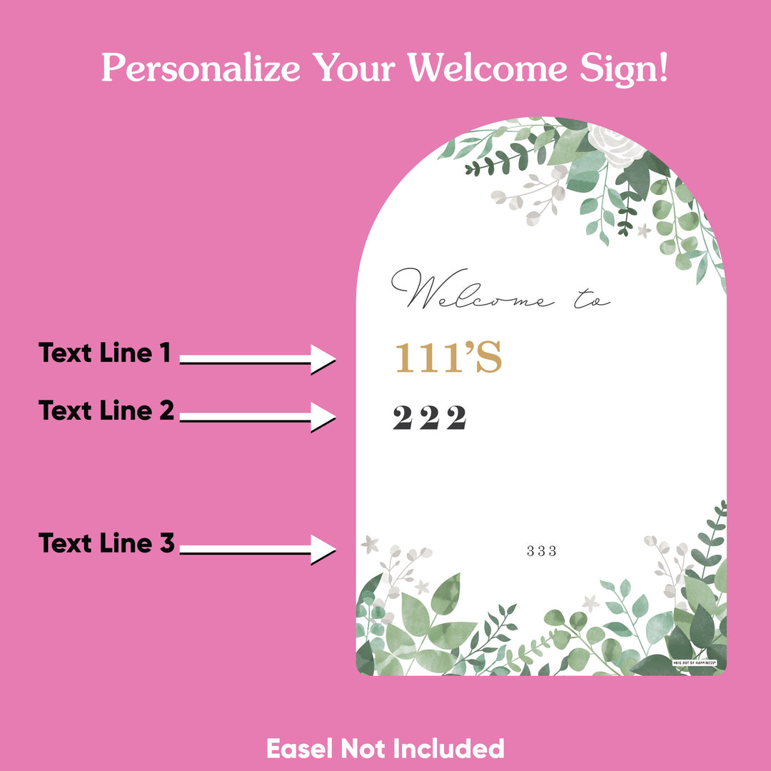 Personalized Text Boho Botanical Baby Shower Welcome Sign (Select Your Size)