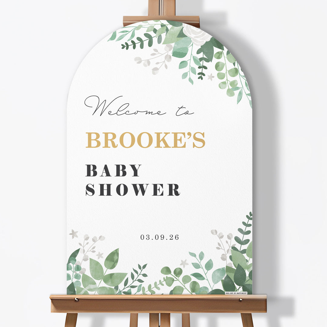 Personalized Text Boho Botanical Baby Shower Welcome Sign (Select Your Size)