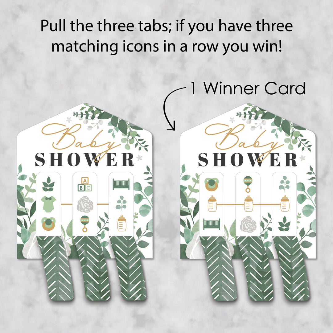 Boho Botanical Baby - Greenery Baby Shower Game Pickle Cards - Pull Tabs 3-in-a-Row - Set of 12