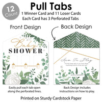 Boho Botanical Baby - Greenery Baby Shower Game Pickle Cards - Pull Tabs 3-in-a-Row - Set of 12