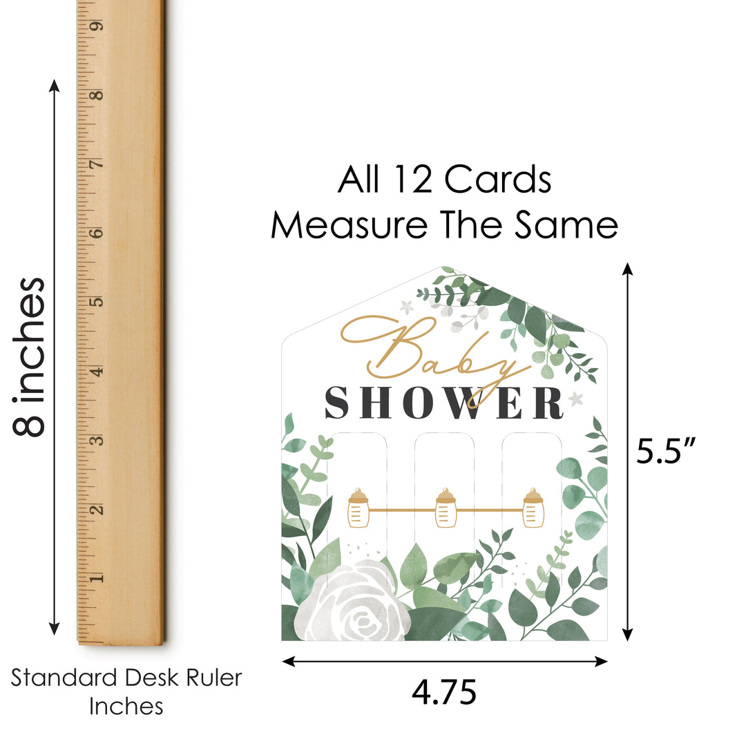 Boho Botanical Baby - Greenery Baby Shower Game Pickle Cards - Pull Tabs 3-in-a-Row - Set of 12