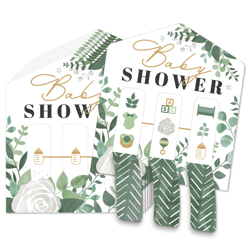 Boho Botanical Baby - Greenery Baby Shower Game Pickle Cards - Pull Tabs 3-in-a-Row - Set of 12