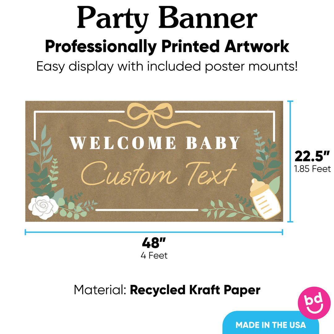 Baby shower kraft banner 48x22.5 inches with 8 poster mounts