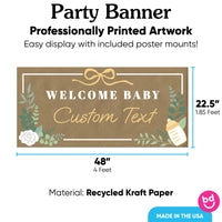 Baby shower kraft banner 48x22.5 inches with 8 poster mounts