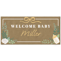 Boho Botanical Baby personalized welcome baby kraft banner