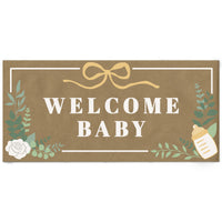 Boho Botanical Welcome Baby kraft paper banner for baby shower