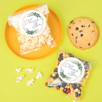 Boho Botanical Thank You Wedding Stickers & Clear Cookie Bags - 25 Ct