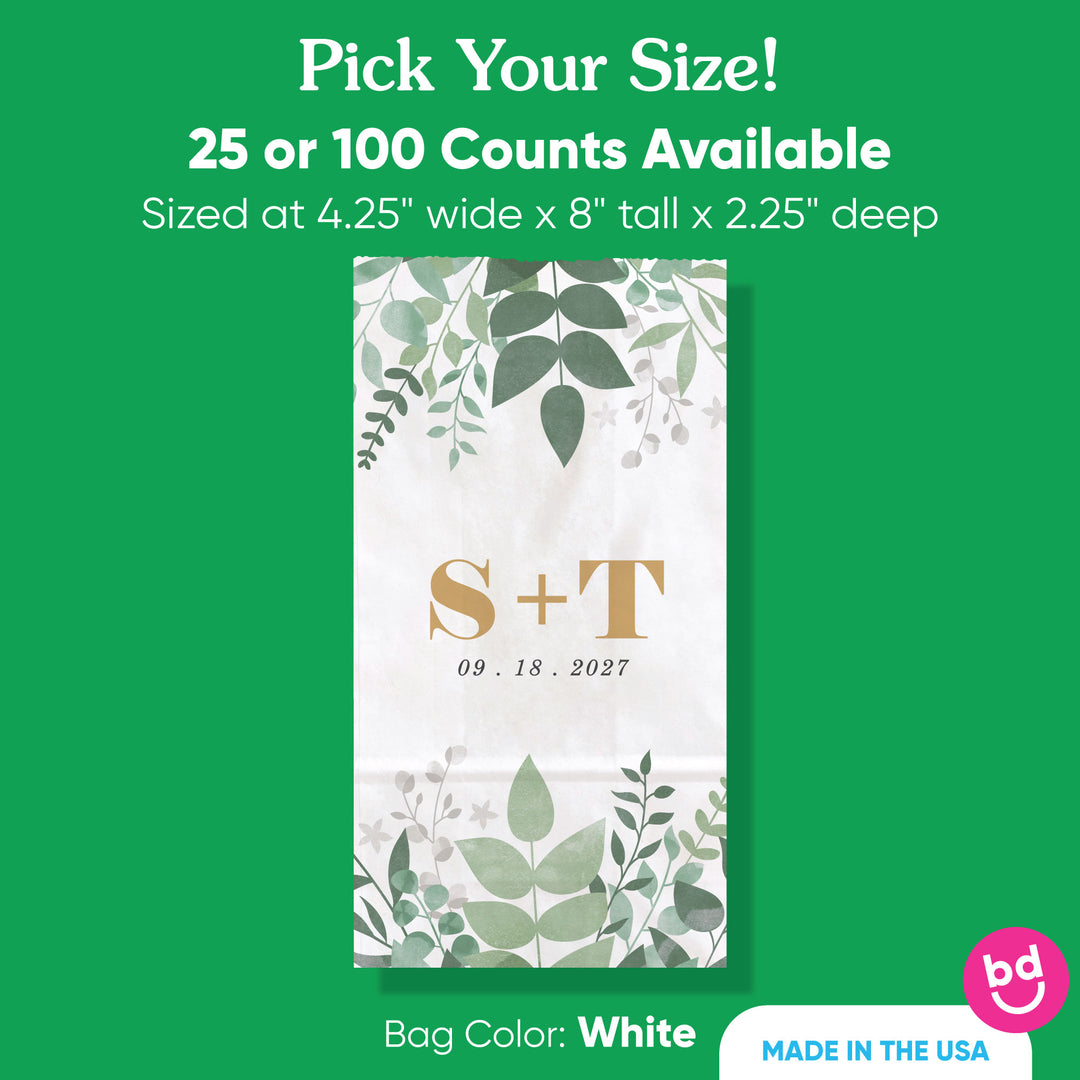 Custom Text Popcorn Bags - Boho Botanical