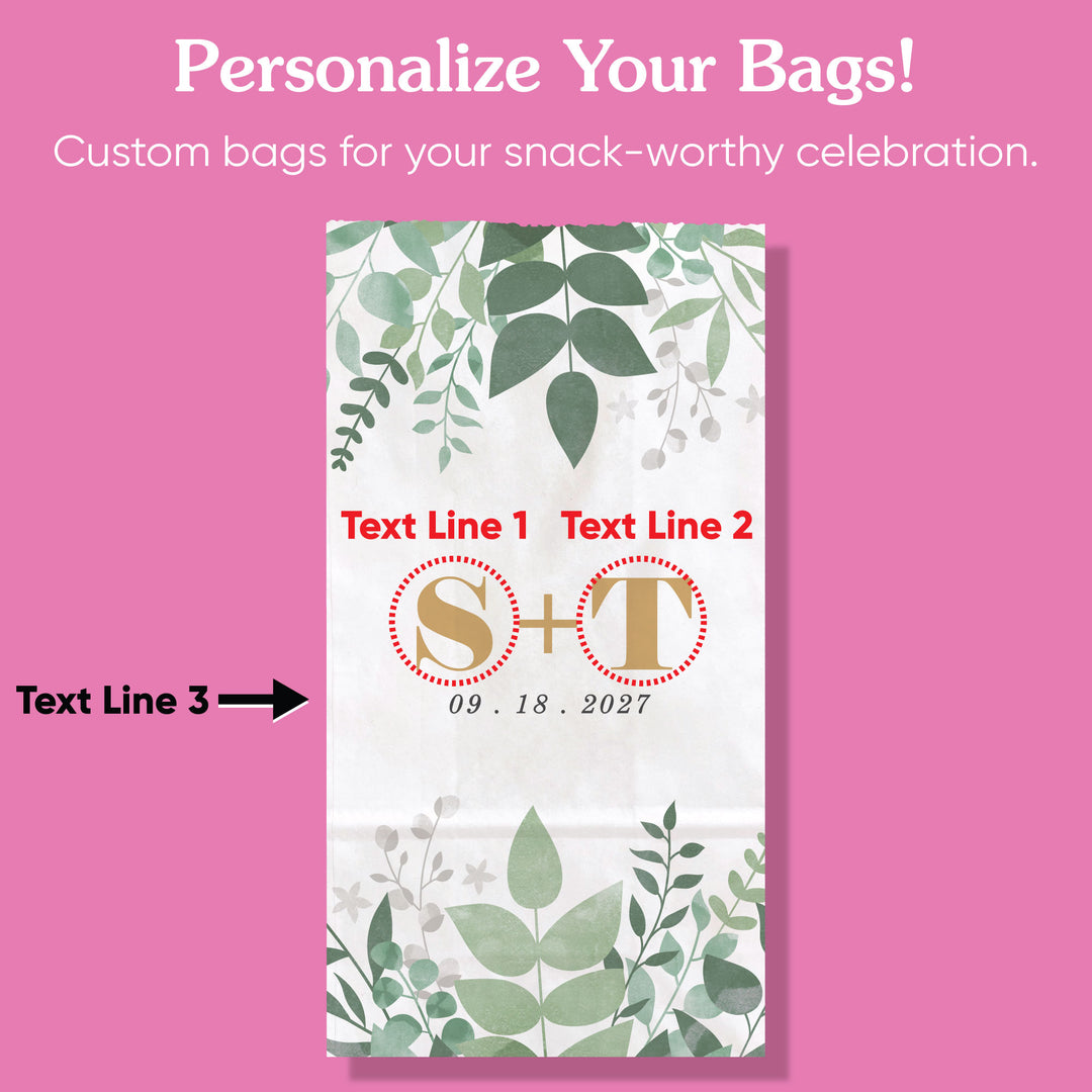 Custom Text Popcorn Bags - Boho Botanical