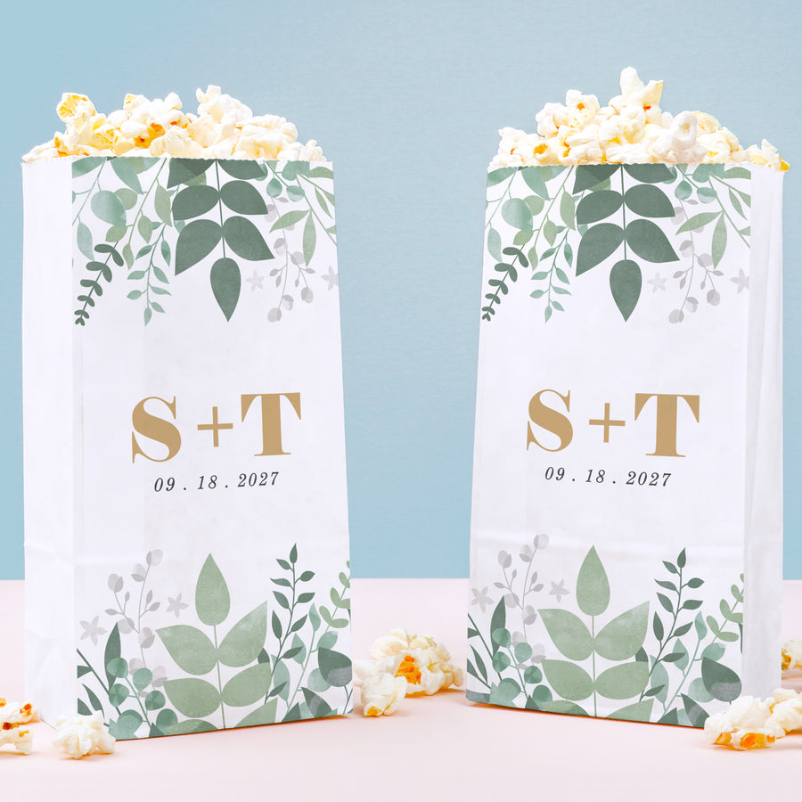 Custom Text Popcorn Bags - Boho Botanical