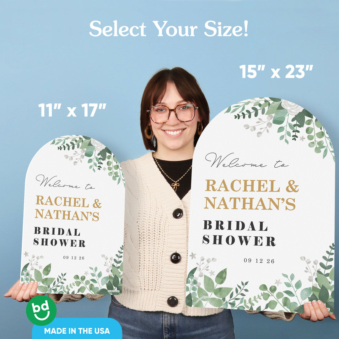 Personalized Text Boho Botanical Bridal Shower Welcome Sign (Select Your Size)
