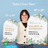 Personalized Text Boho Botanical Bridal Shower Welcome Sign (Select Your Size)