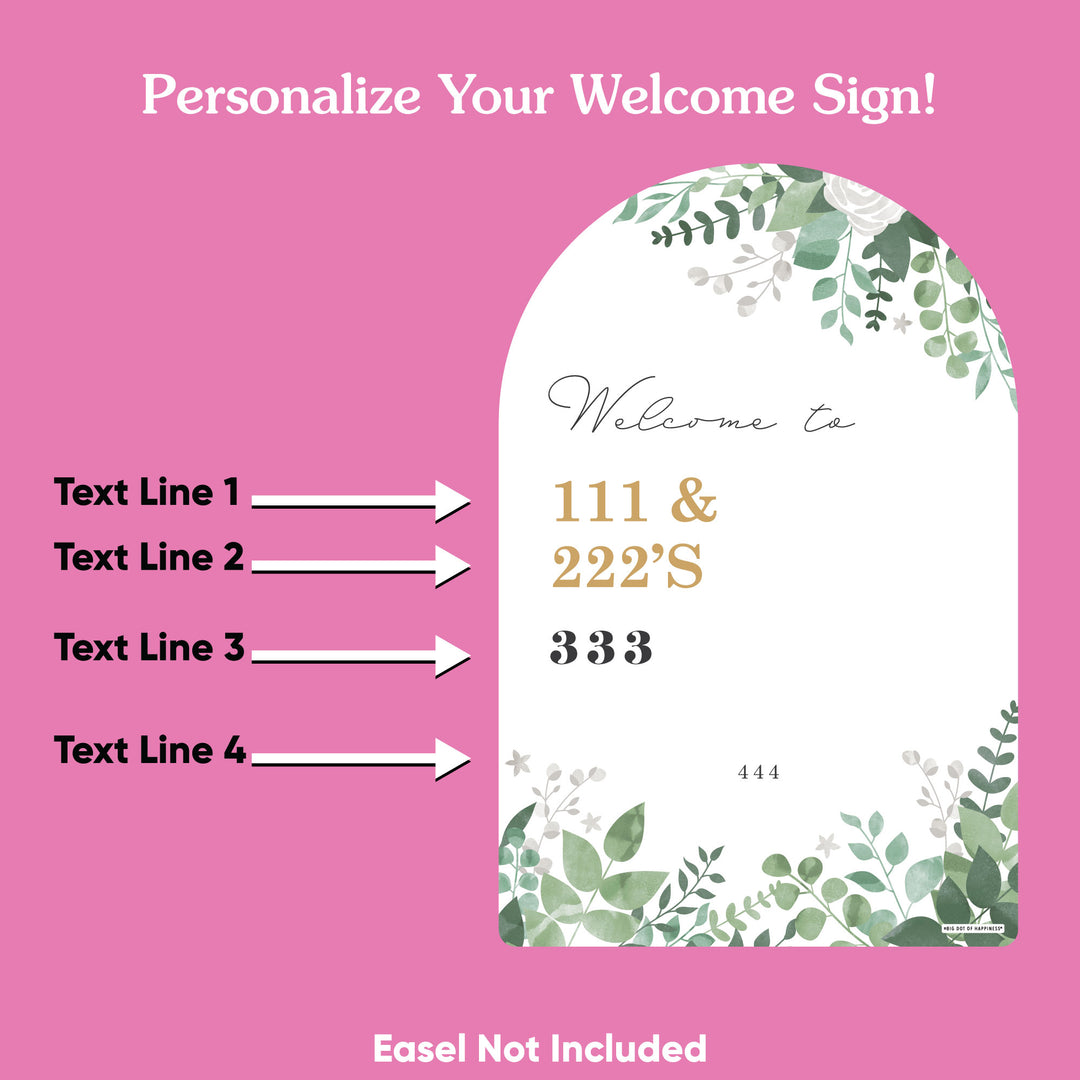 Personalized Text Boho Botanical Bridal Shower Welcome Sign (Select Your Size)