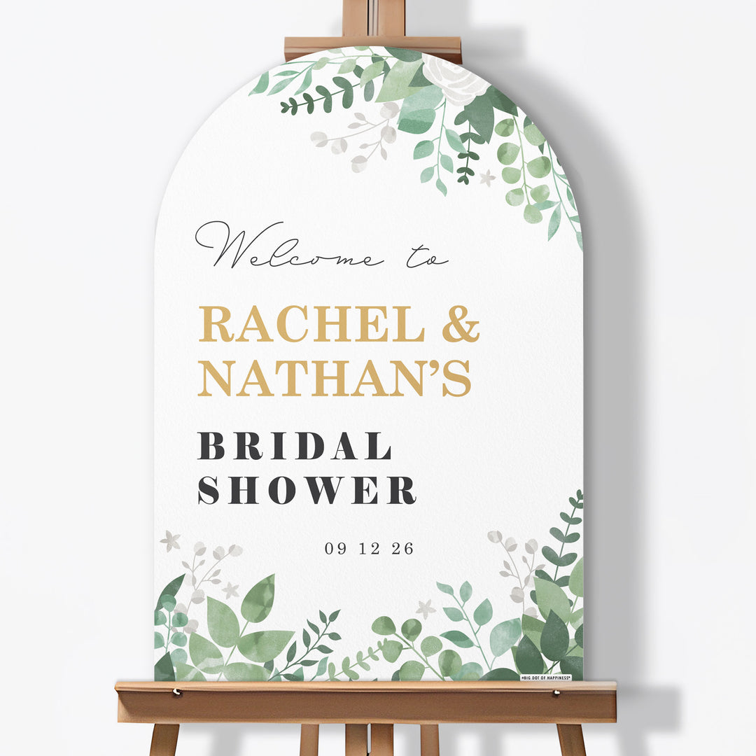Personalized Text Boho Botanical Bridal Shower Welcome Sign (Select Your Size)