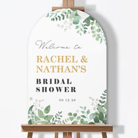 Personalized Text Boho Botanical Bridal Shower Welcome Sign (Select Your Size)