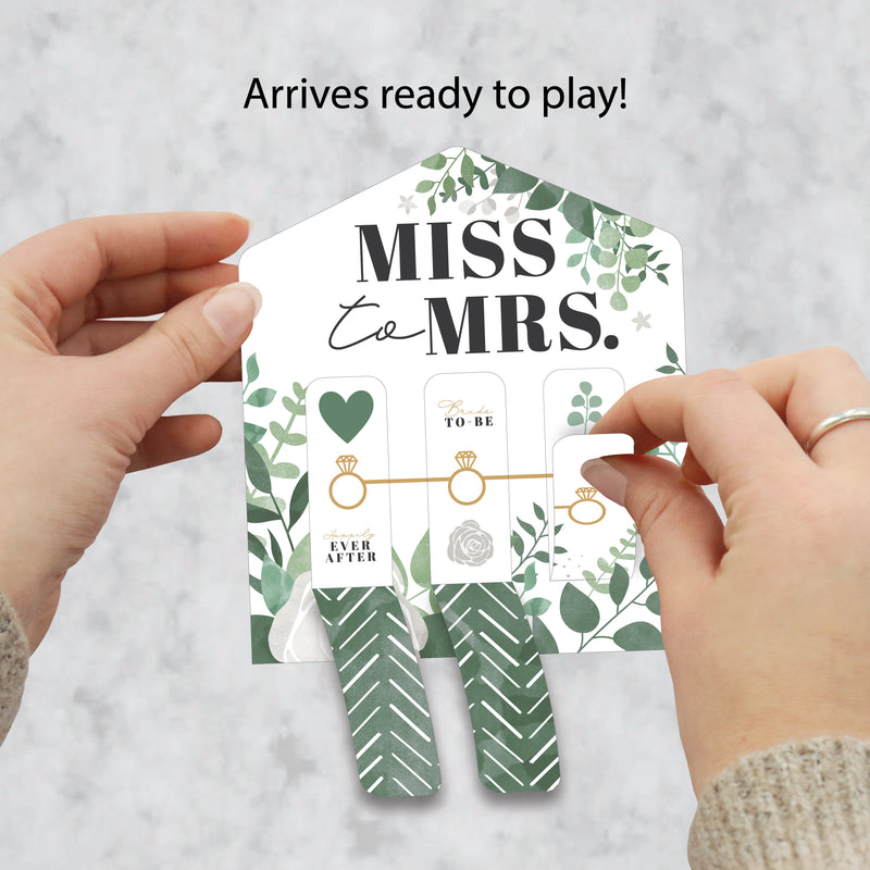 Boho Botanical Bride - Greenery Bridal Shower and Wedding Party Game Pickle Cards - Pull Tabs 3-in-a-Row - Set of 12