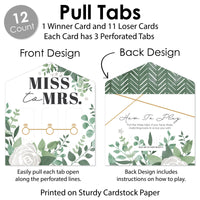 Boho Botanical Bride - Greenery Bridal Shower and Wedding Party Game Pickle Cards - Pull Tabs 3-in-a-Row - Set of 12