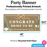 Bride To Be banner with 8 mounts, 48x22.5 recycled kraft paper