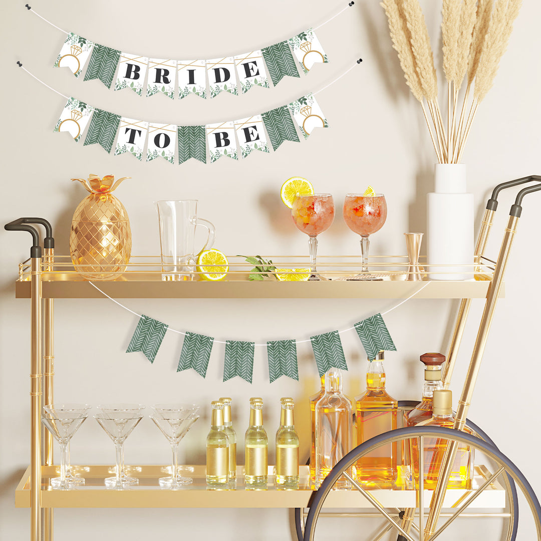 Boho Botanical Bride - Greenery Bridal Shower and Wedding Party Mini Pennant Banner - Bride To Be