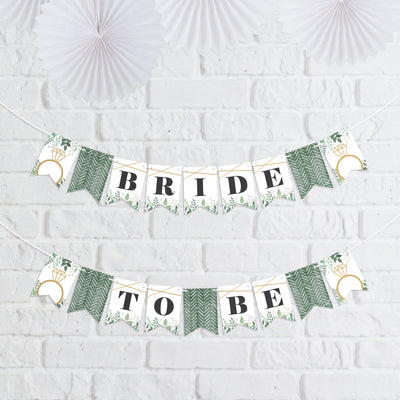 Boho Botanical Bride - Greenery Bridal Shower and Wedding Party Mini Pennant Banner - Bride To Be