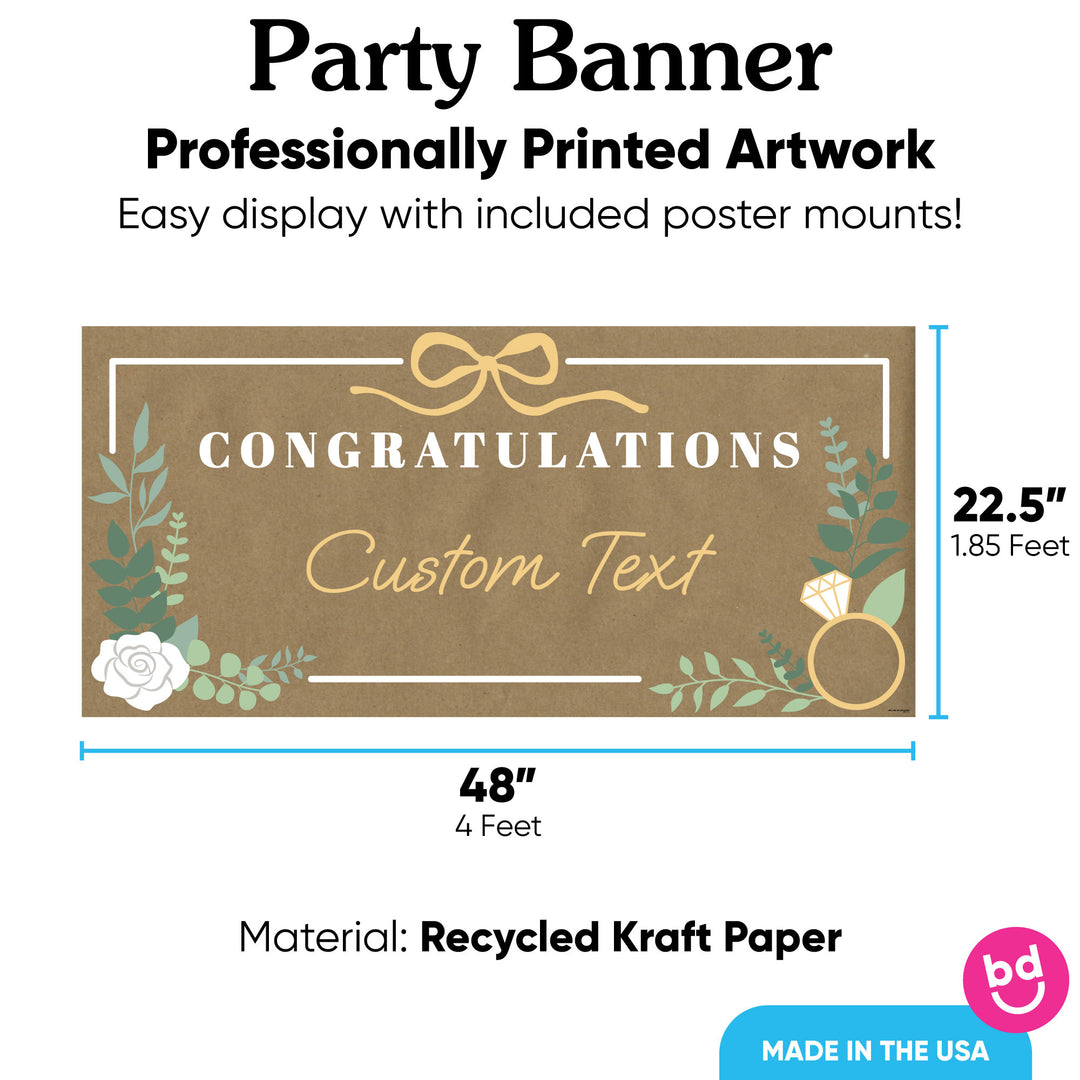 Bridal shower kraft banner 48x22.5 inches with 8 poster mounts