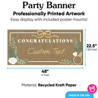 Bridal shower kraft banner 48x22.5 inches with 8 poster mounts