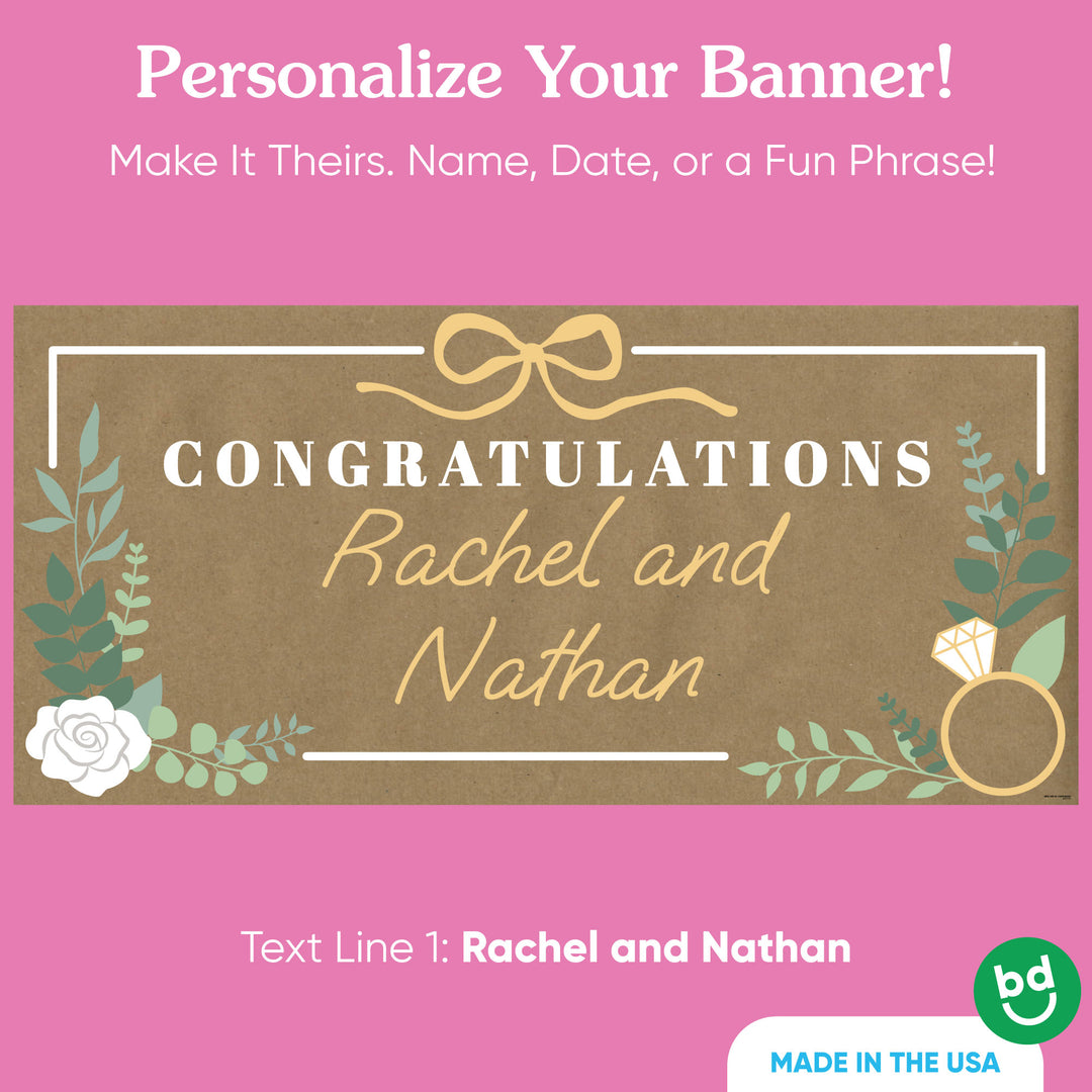 Custom names detail on boho botanical banner