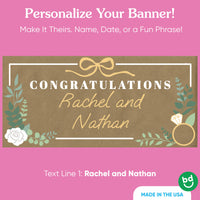 Custom names detail on boho botanical banner