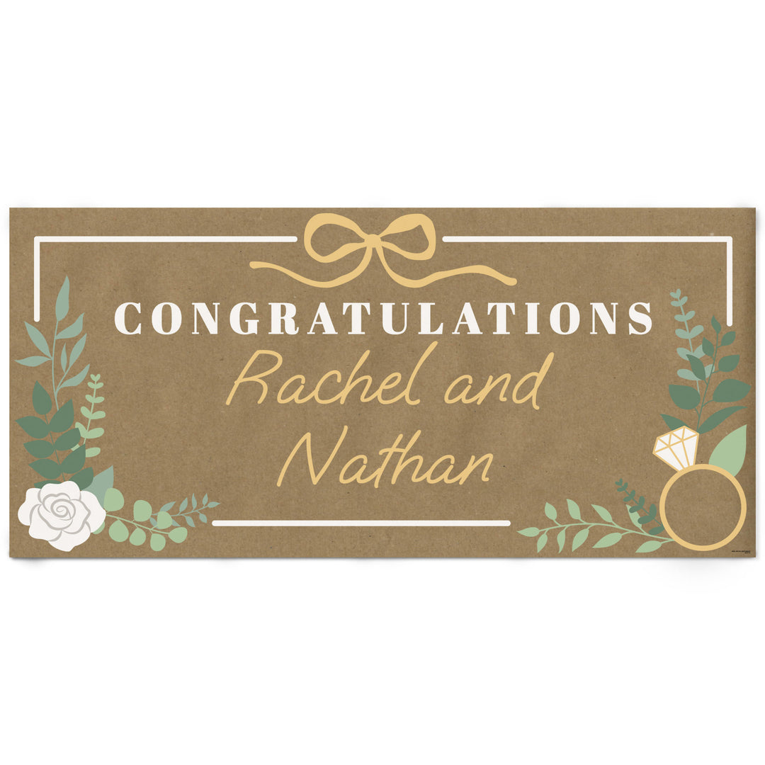 Boho Botanical personalized bridal shower kraft paper banner