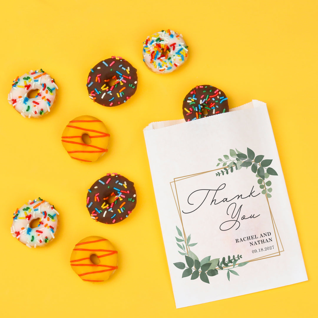 Custom Text Paper Treat Bags - Boho Botanical - 100 Ct