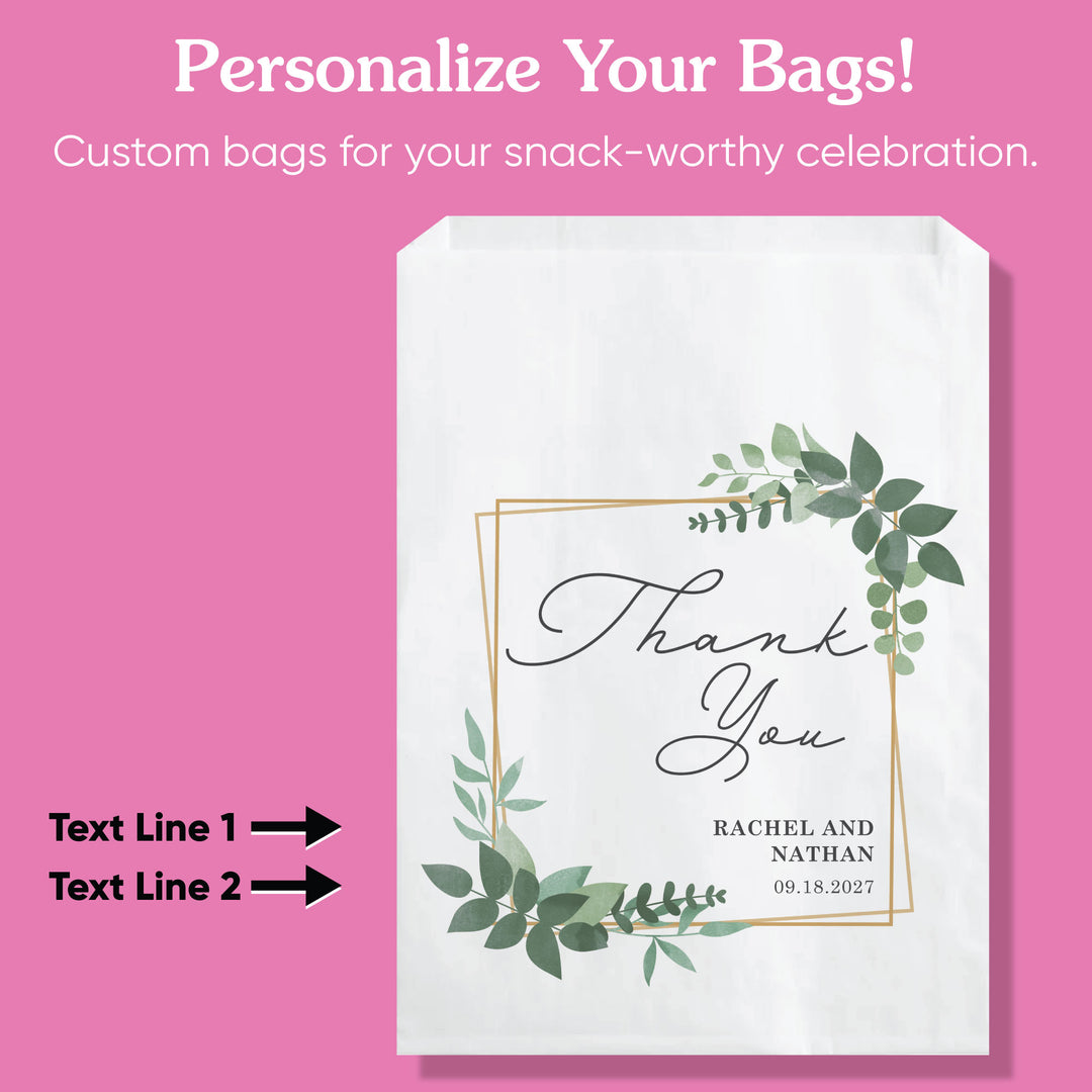 Custom Text Paper Treat Bags - Boho Botanical - 100 Ct