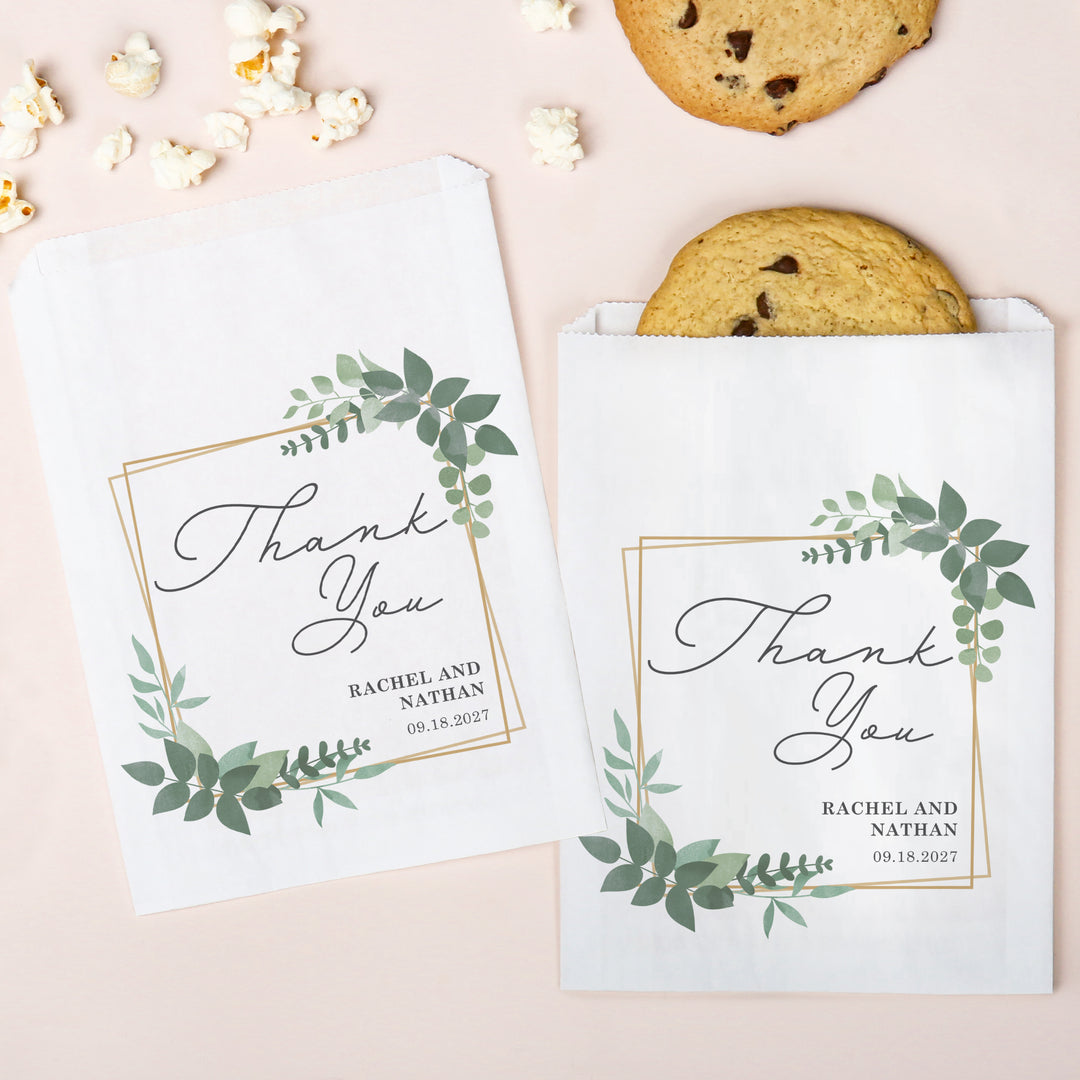 Custom Text Paper Treat Bags - Boho Botanical - 100 Ct