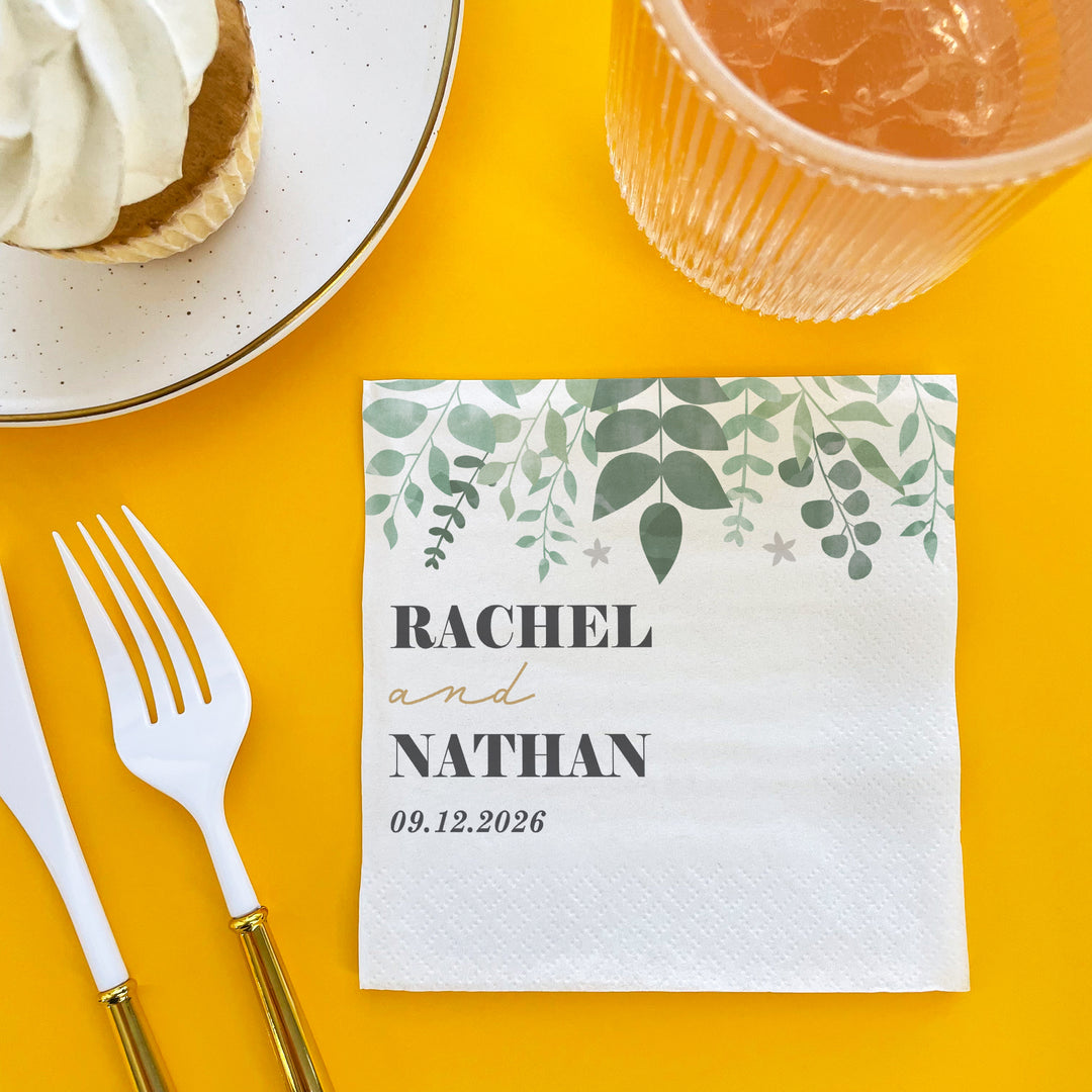 Custom Text - Boho Botanical Bridal Napkins