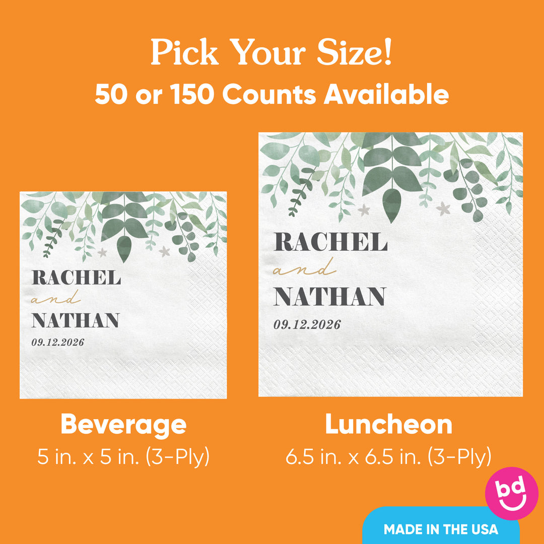 Custom Text - Boho Botanical Bridal Napkins