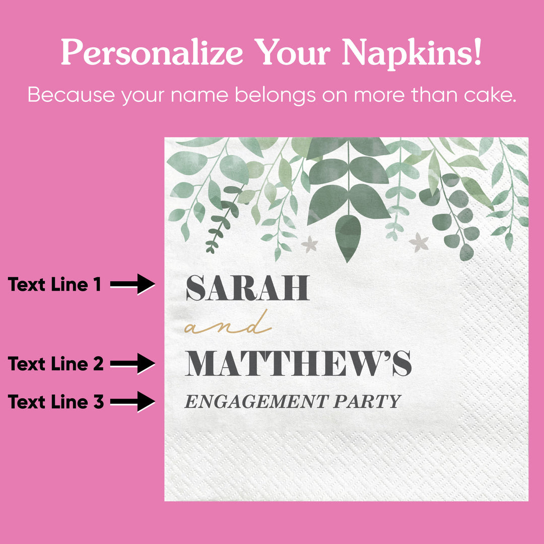 Custom Text - Boho Botanical Bridal Napkins