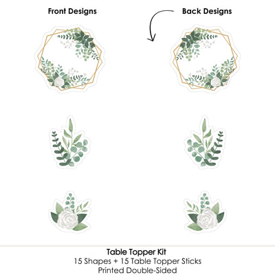 Boho Botanical - Greenery Party Centerpiece Sticks - Table Toppers - Set of 15